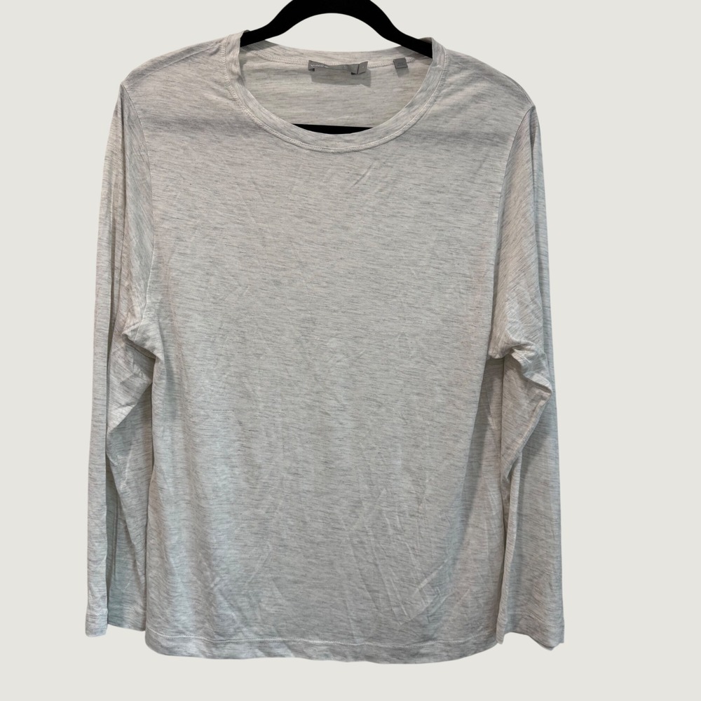 Vince Womens Light Grey Heathered 100% Viscose Oversized Long Sleeve Crew Small